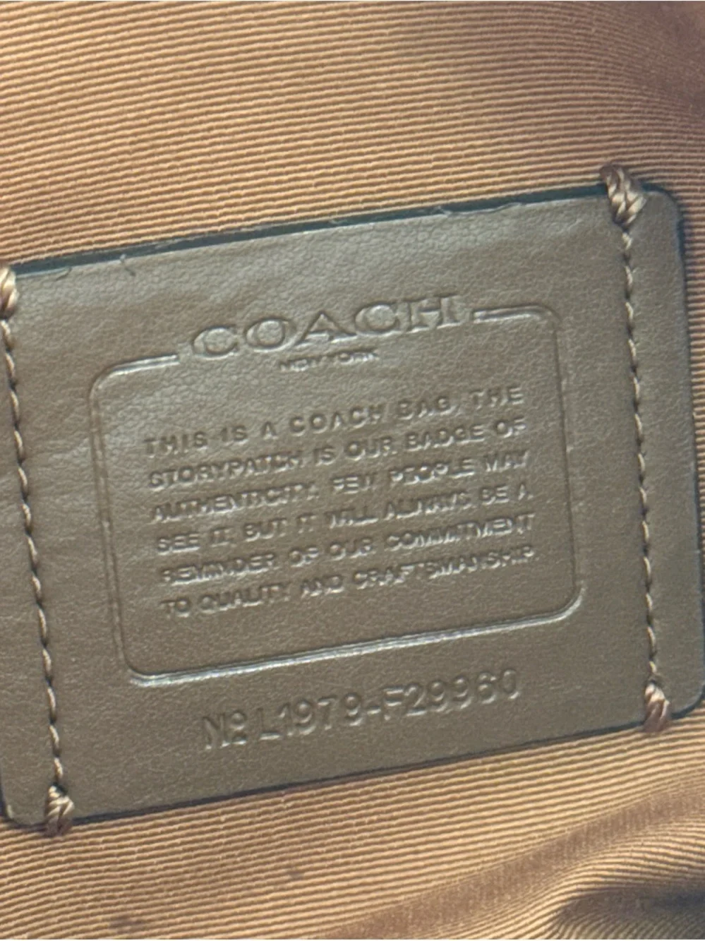 Coach Beige Signature Crossbody Bag with Gold Logo